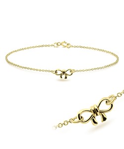 Cutie Bow Gold Plated Silver Anklet ANK-324-GP